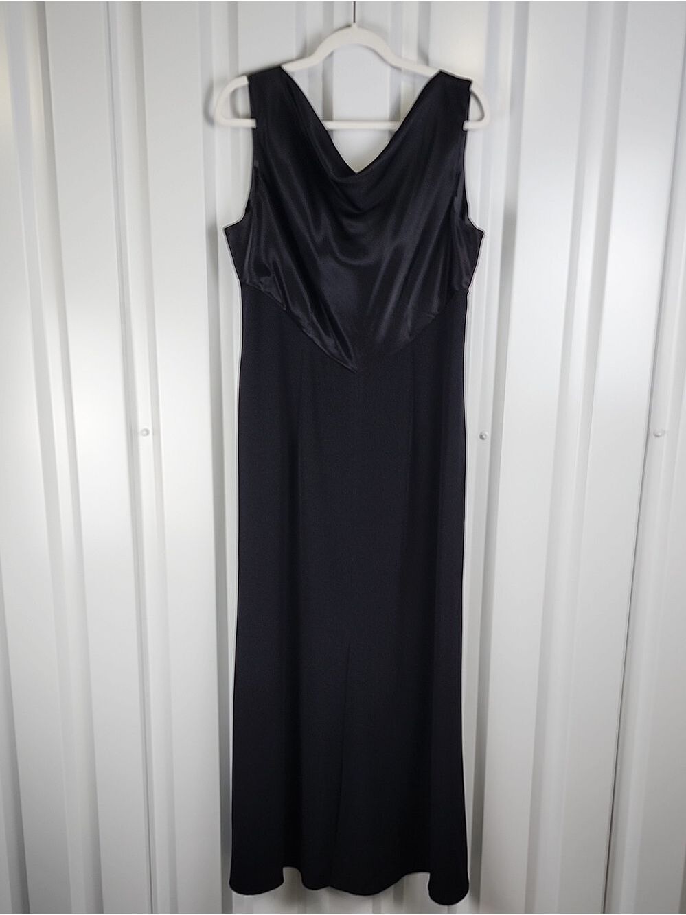 Jacques Vert Womens Elegant Black Sleeveless Cowl Neck Formal Maxi Dress Size 14